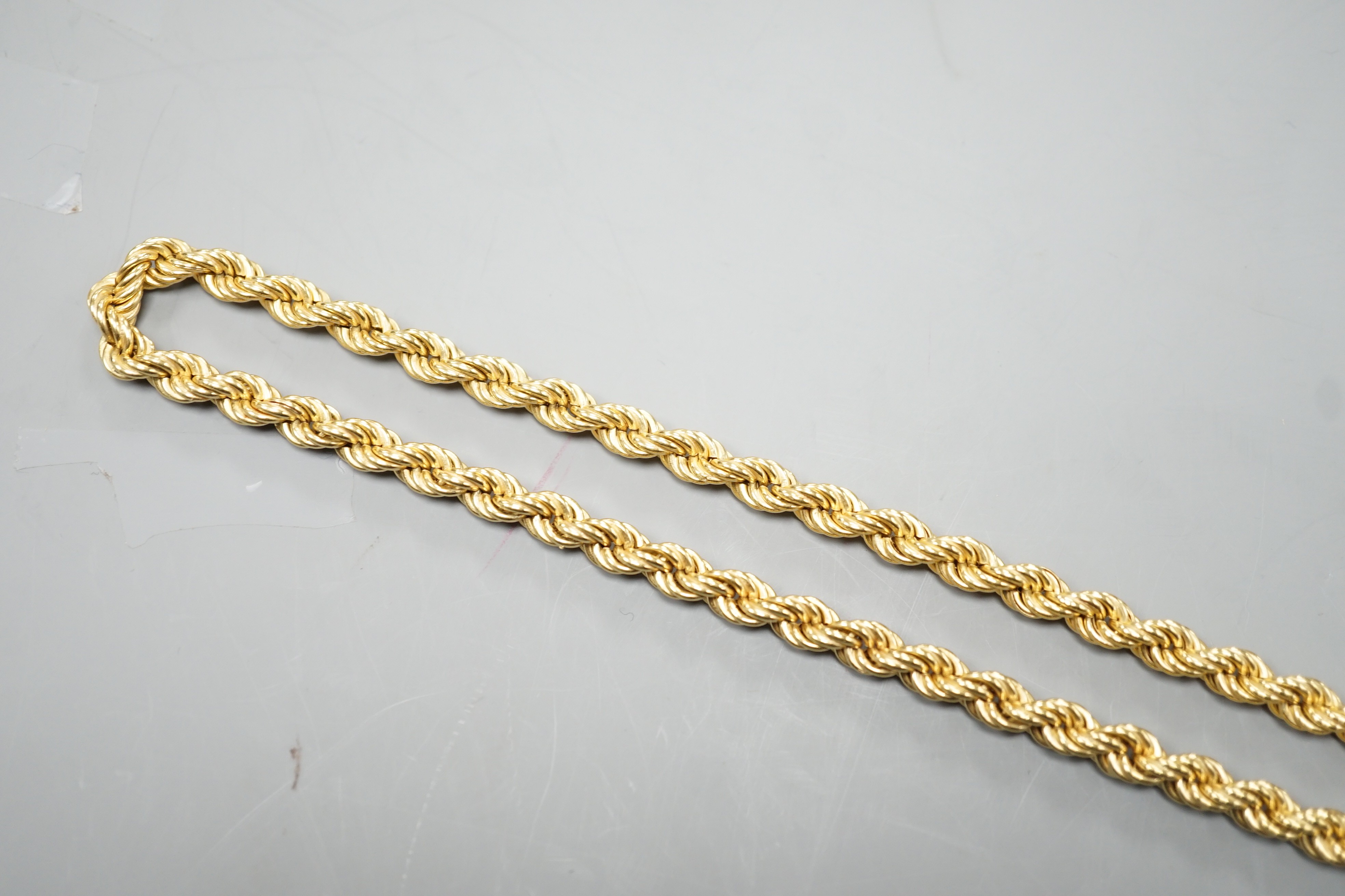 A modern 18ct gold rope twist necklace, 68cm